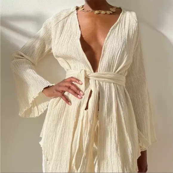 NWT Savannah Morrow The Label The India Belted Organic Cotton Kimono Size M - Picture 8 of 9